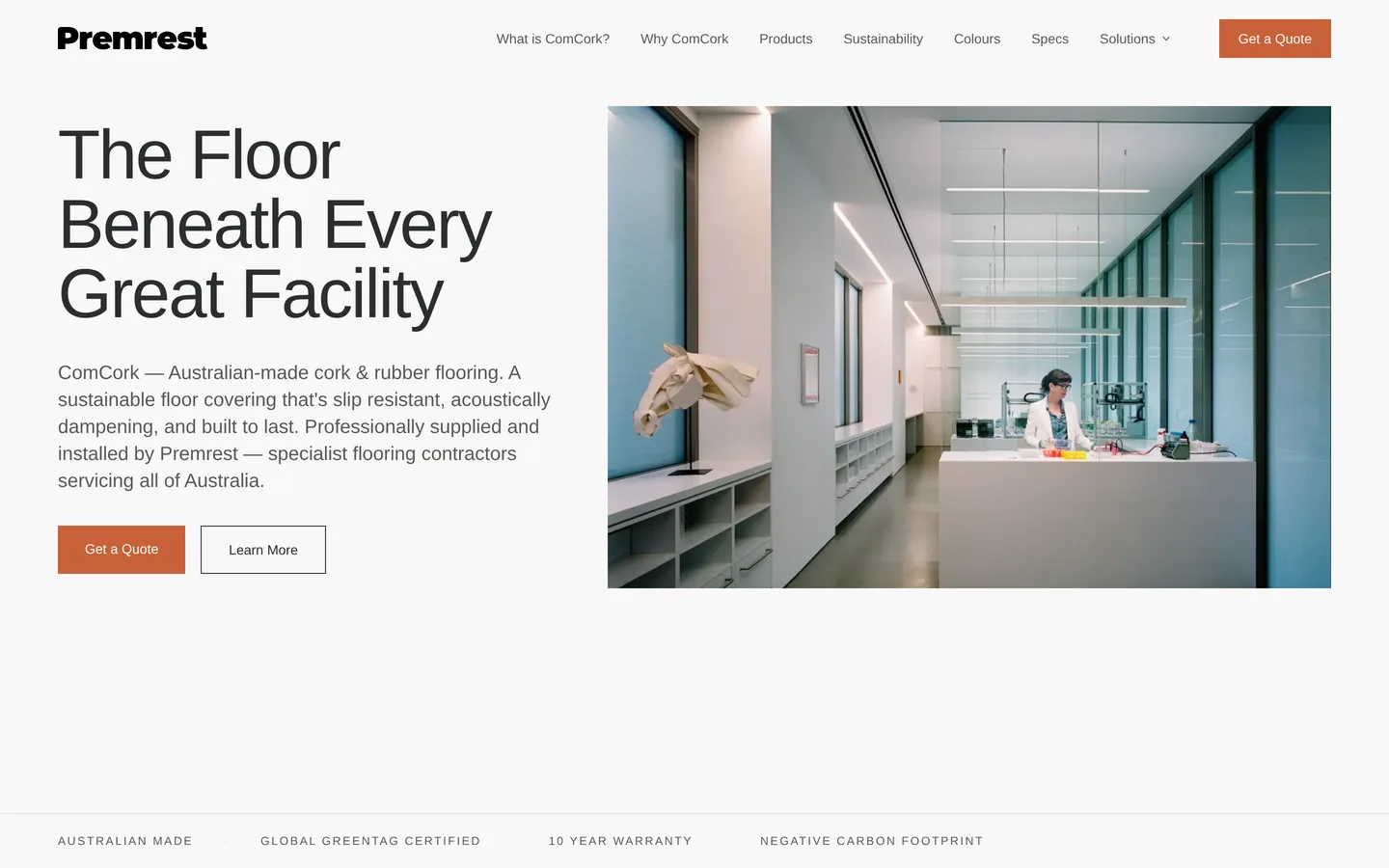 ComCork Flooring website screenshot